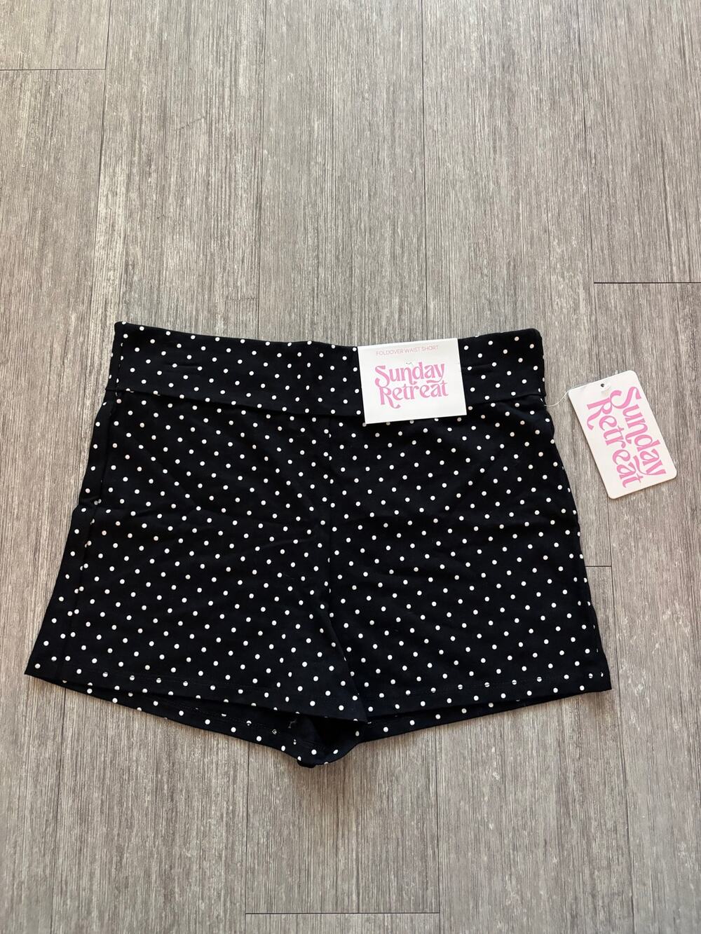 Sunday Retreat Black Polka Dot Fold-over Shorts